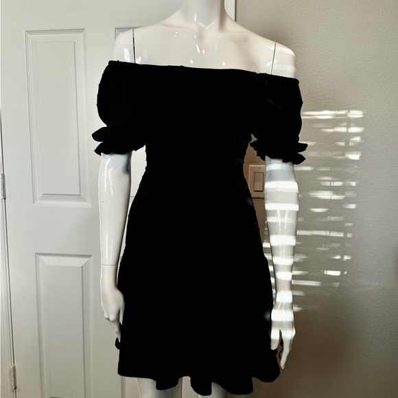 SHEIN Elegant Black Puff Sleeve Dress - Picture 2 of 4